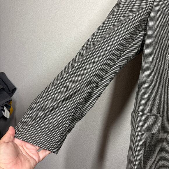 Calvin Klein Mens 46 Long Houndstooth Single Breasted Blazer Jacket Brown Wool - Picture 3 of 11